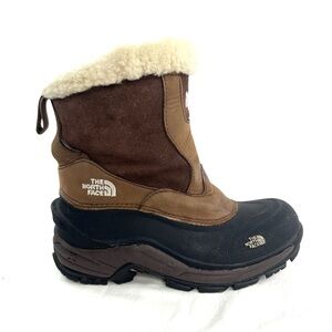 The North Face Greenland Women Size 6.5 Brown Leather Ankle Boot Zip Primaloft
